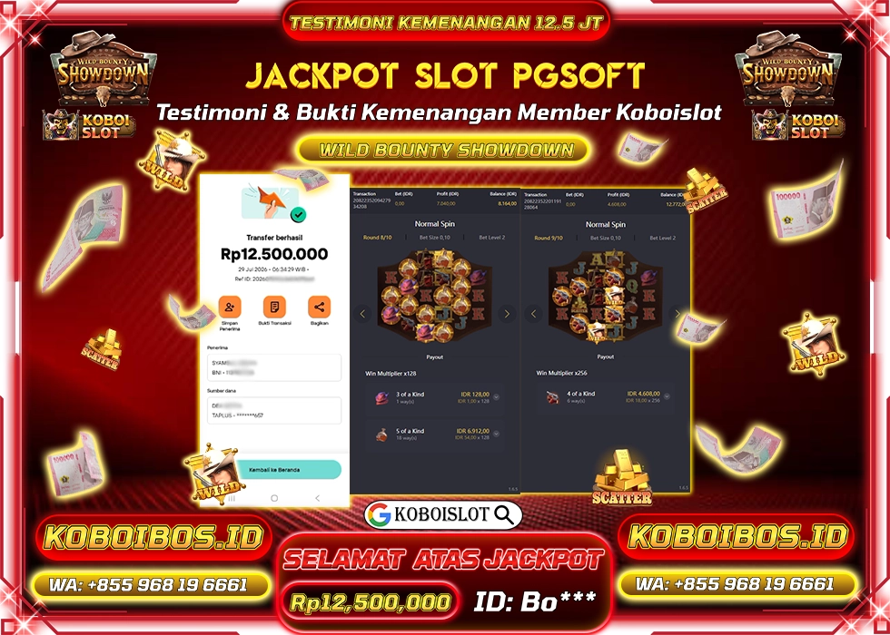 BUKTI KEMENANGAN Bo*** SLOT GACOR WILD BOUNTY SHOWDOWN Rp12.500.000,- LUNAS